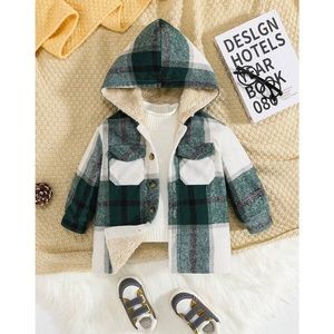 New Baby Boy Fleece Lined green Flannel shirt jacket 18-24M